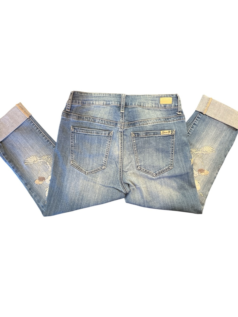 Seven7 Light Blue Embroidered Capri Jeans - Picture 3 of 7